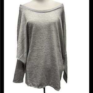 White House Black Market Gray Dolman Sleeve Rib Knit Tunic
